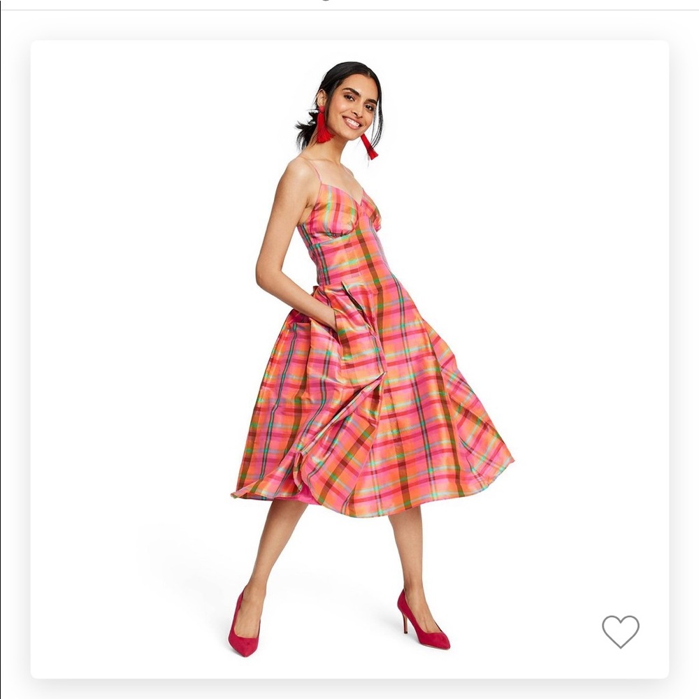 Isaac Mizrahi plaid sleeveless v-neck silk dress